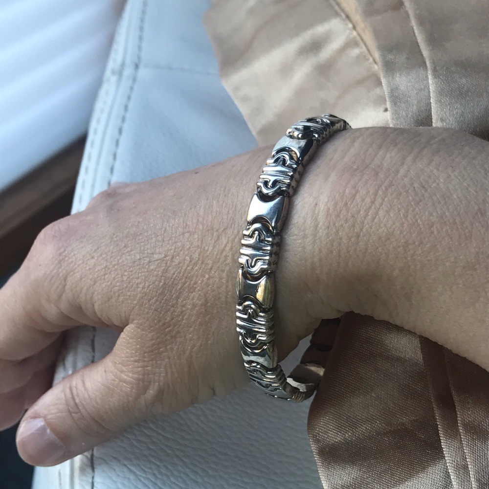 Unique Silver Segmented Bangle - image 4